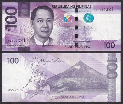 2019J 100 Pesos NEW GEN Ser Fancy REVERSE LADDER SS 654321 Philippine Banknote - Image 1 of 4