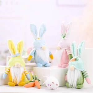 Easter Gnomes Decorations,4 Pack Handmade Plush Easter Bunny Tomte Swedish Scand - Picture 1 of 12