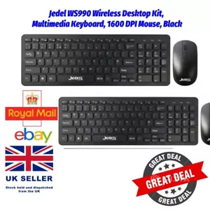 Jedel WS990 Wireless Desktop Kit with battery FREE, Mouse, keyboard, Black - Picture 1 of 3