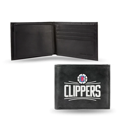 Los Angeles LA Clippers NBA Embroidered Black Leather Bi-fold Wallet Cover