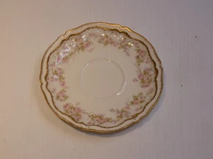 Vintage Theodore Haviland Limoges Untertasse, Pastellblumen und Blätter - Bild 1 von 3