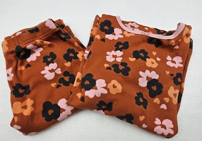 Carters Niñas Talla 12/12A Pijama Ropa de Dormir Conjunto Marrón/Naranja Multicolor Floral Foto 1 de 4