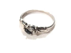 Bijou argent 925 bague toi et moi cristal bleu et cristal blanc taille 54 ring - Picture 1 of 2