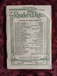 Readers Digest September 1933 James M Cain Karel Capek John T Flynn Stuart Chase