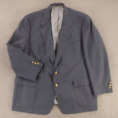 VTG Hopsack Jacket 2XL Blue Blazer Patch Pockets Crested Buttons Metal USA 50R - Image 1 of 4