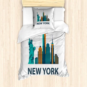 NYC Bettwäsche Set Einfach New York Text Sehenswürdigkeiten Weicher Microfase... - Bild 1 von 4