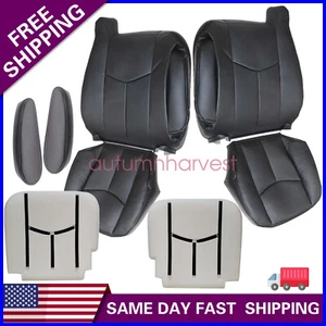 For Chevy Avalanche Suburban GMC Yukon 2003-2006 Front Leather Seat Cover Black - Picture 1 of 142