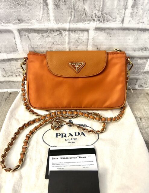 Prada Pattina Black Calf Leather Studded Flap Chain Crossbody Bag