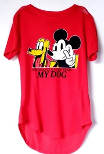 LARGE Red DISNEY T-Shirt Clothes - Mickey And Pluto ROOMMATE OF THE YEAR My Dog - Picture 1 of 4