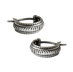 Pendientes de aro Huggie retro de plata esterlina 925 para hombre y mujer A1857 - Imagen 1 de 5
