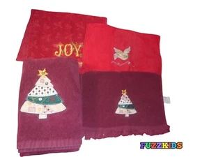 Juego de toallas y toallas de mano bordadas de 42”x24” árbol de Navidad rojo de vacaciones de colección - Imagen 1 de 5