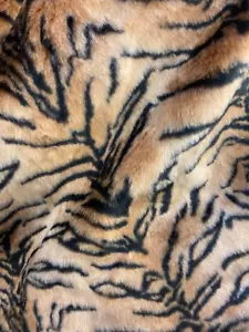 60" Wide Brown tiger faux shaggy faux fur short pile fabric by the yard - Picture 1 of 1