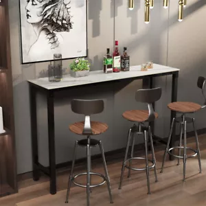 Heavy Duty Bar Table Bar Height Pub Table Rectangular Marble Top Kitchen Table - Picture 1 of 12