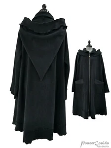 LAGENLOOK Fleece Jacke Kurz-Mantel schwarz L-XL-XXL-XXXL 44 46 48 50 52 54 56 58 - Bild 1 von 15