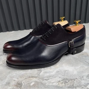 Louis Vuitton Derby Dress Oxford Lace Up Patina Blue Brown 7.5 LV 8.5 US 41.5 EU - Picture 1 of 12