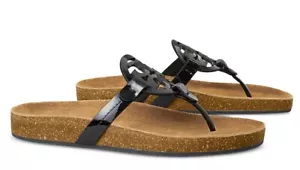 NIB TORY BURCH $238 MILLER CLOUD PERFECT BLACK FLIP FLOP THONG SANDAL/Sz 6 - Picture 1 of 5
