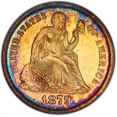 1879 PCGS PR64 Mintage 14,000+ 1100 Proof= Lowest 1875 to Today 10c! Seated Dime Cover