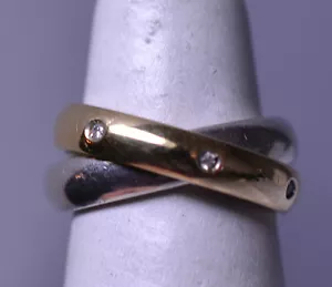 DOPPELTES ETERNITY BAND - EIN RING IST 14K GELBGOLD & DIAMANTEN - EINER IST STERLING - Bild 1 von 4