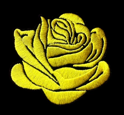 IRON ON PATCH APPLIQUE - yellow Rose Flower 3 x 2+5/8 inch - Image 1 of 3