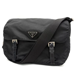 PRADA Triangle logo shoulder bag Black Nylon Authentic - Picture 1 of 10