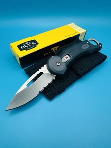 Buck Redpoint Folding Knife Black 4.38"  Serrated + Sheath Bottle with Sheath - Picture 1 of 9