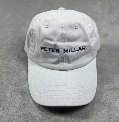 Gorra de golf Peter Millar bordada correa ajustable OS blanca 100 % algodón nueva Foto 1 de 4