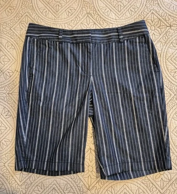 Ann Taylor Signature女式8条纹短裤棉质灰色 — 第 1/4 张图片