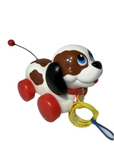 1993 Fisher Price Pull Along Welpe Hund Kleinkind Spielzeug wedelnder Schwanz #2253 Vintage - Bild 1 von 5