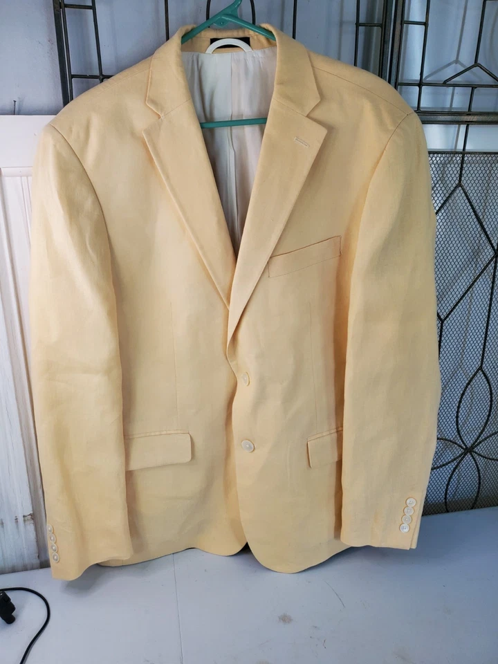 Chaqueta de traje para hombre Lauren Ralph Lauren 42R amarilla *etiqueta negra* 100 % lino Foto 1 de 4