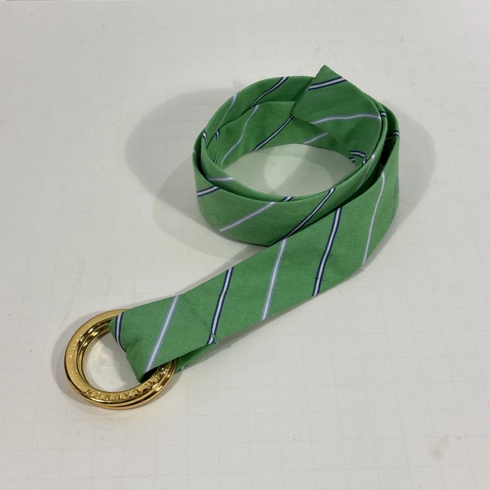 Lauren Ralph Lauren O-Ring Belt Women’s 40” Preppy Green Blue Stripe - Image 1 of 4