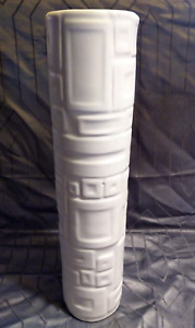 Vintage Jonathan Adler Pot a Porter Geometric Cylinder Vase Matte White 16"
