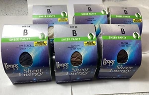 Lot Of 6 Legs Sheer Energy Pantyhose Sz B Sheer Panty & Toe Assorted Colors NEW - Picture 1 of 5