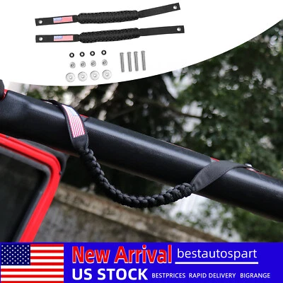 2 Pack Black Paracord Roll Bar Grab Handles For Jeep Wrangler JL JT 4XE 2018+ Foto 1 de 4