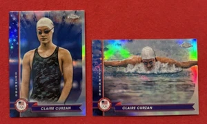 2024 Topps Chrome US Olympics Claire Curzan Refractor 2 Card Lot #87 #168 - Picture 1 of 1