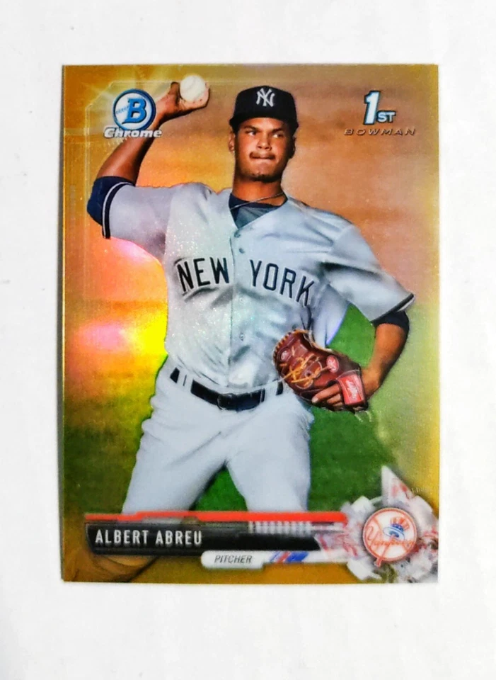 Albert Abreu 2017 1st Bowman Chrome #BCP153 Mini GOLD REFRACTOR 46/50 RC z1 - Image 1 of 2
