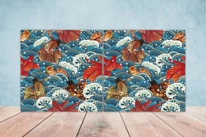 Azulejos de pared de cerámica para peces Koi ducha salpicadero azulejos japoneses Japón - Imagen 1 de 2