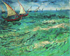 36"Handmade oil painting Sailing boats landscape on canvas Home wall Decor art 