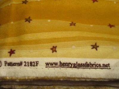 1 2/3 Yard New Cotton Flannel Fabric Tan Stripe & Stars Called Folk Art Tan Gold - Image 1 of 4