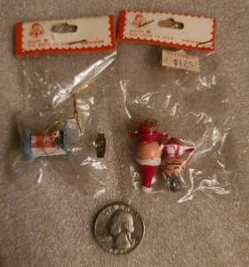 RDLCO Co Vintage Minature Mr & Mrs Clause, Baby Christmas Ornaments New lot of 2 - Picture 1 of 5