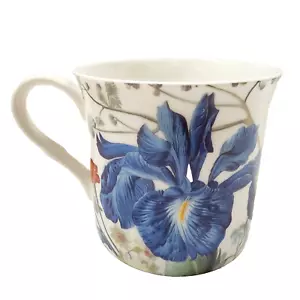 NEW STECHCOL GRACIE BONE CHINA BLUE,RED IRIS FLOWER BUTTERFLY TEA COFFEE MUG CUP - Picture 1 of 7