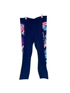 Tommy Bahama Women's Island Active Medium Capri Leggings Floral Graphic Blue - Picture 1 of 9
