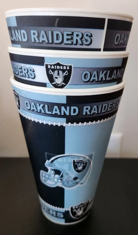 3 Vintage Oakland Raiders 16 oz Holographic Tumbler Capital Cups Made in USA NFL Cover