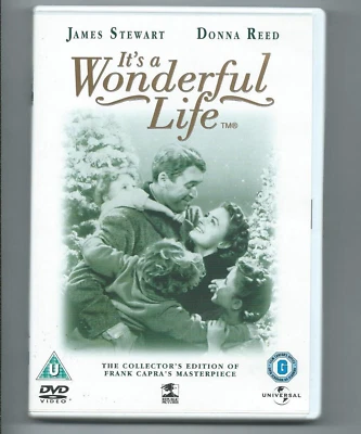 Its A Wonderful Life DVD 1946 Film Rated U Drama Family Fantasy 130 Minutes Used - Image 1 of 4