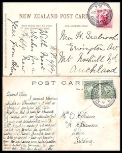 NEW ZEALAND TARANAKI / NEW PLYMOUTH POSTAL HISTORY POSTCARD DUO (F) - Picture 1 of 2