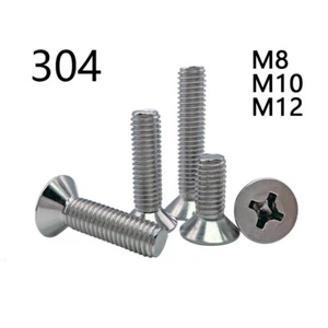 304 Stainless Steel Phillips Cross Countersunk Flat Head Screws M8 M10 M12 - Picture 1 of 5