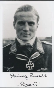 Heinz Ewald signed photo. Luftwaffe KC winner! JG-52. 82 kills.!!! - Picture 1 of 1
