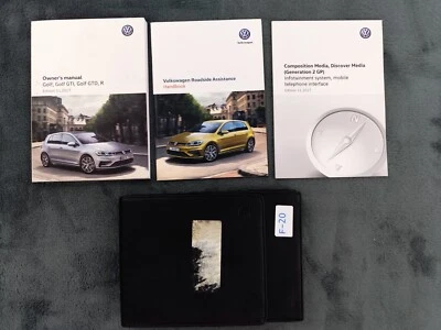 GENUINE VW GOLF 2017-2019 OWNERS MANUAL HANDBOOK AUDIO MANUAL WALLET PACK F-20 - Image 1 of 4