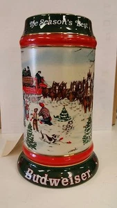  BUDWEISER HOLIDAY 1991 STEIN 'THE SEASON'S BEST' SIGNED BY ARTIST SUSAN SAMPSON - Picture 1 of 5
