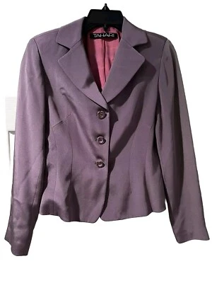Tahari Womens Blazer Jacket Heart Buttons Silk Purple Size 4 A001628 Foto 1 de 4