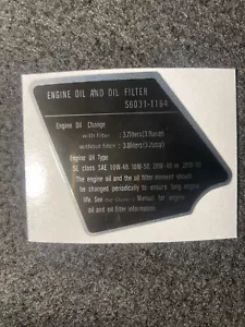 CALCOMANÍA DE FILTRO DE ACEITE Y ACEITE DE MOTOR DE ACCIONAMIENTO DE EJE KAWASAKI KZ1100 - Imagen 1 de 1